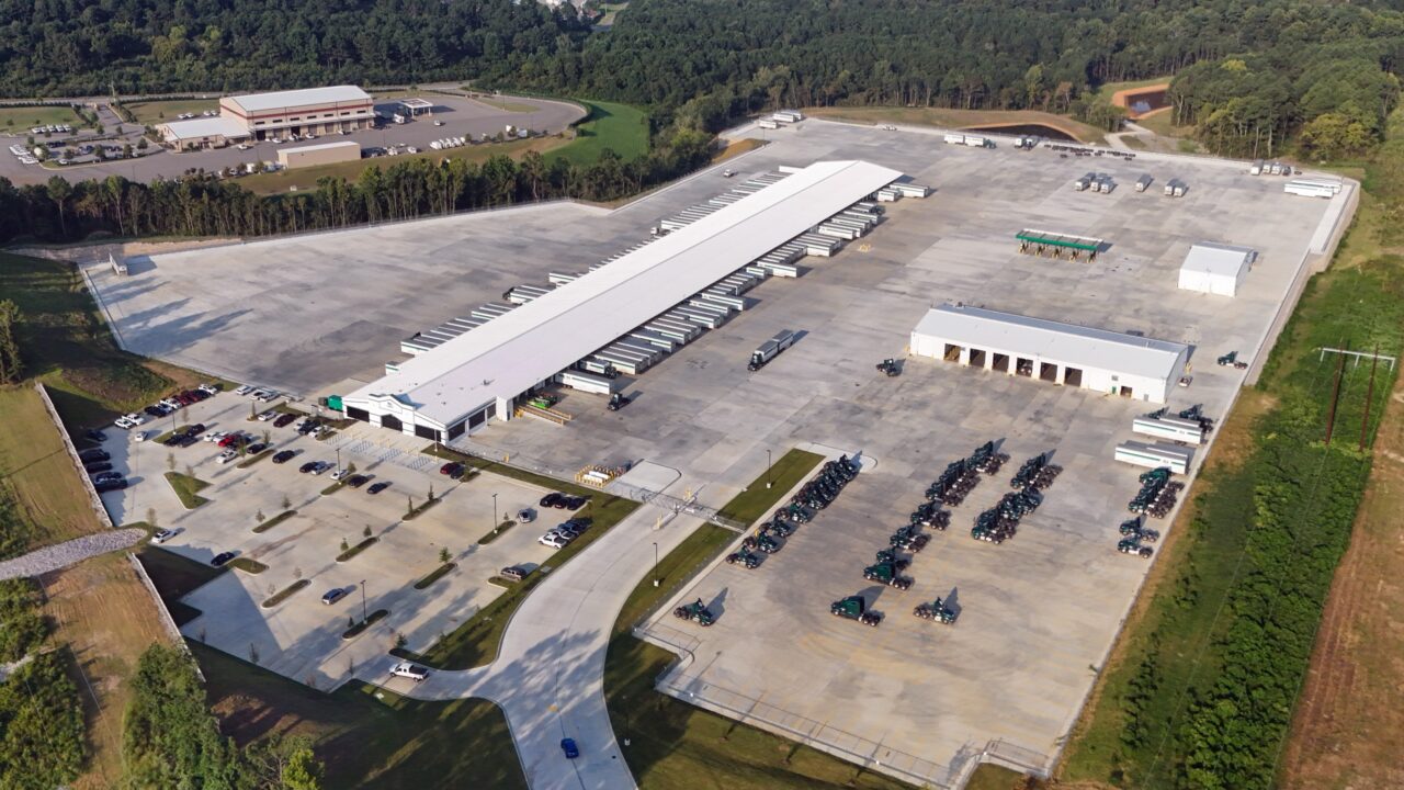 Industrial construction of a freight shipping and logistics facility